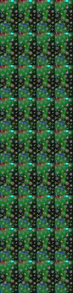 Kumaş desenli papatya çiçeği detayı. Yeşil renkte çiçekler.