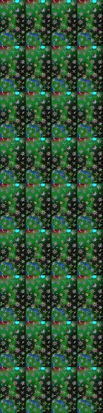 Kumaş desenli papatya çiçeği detayı. Yeşil renkte çiçekler.