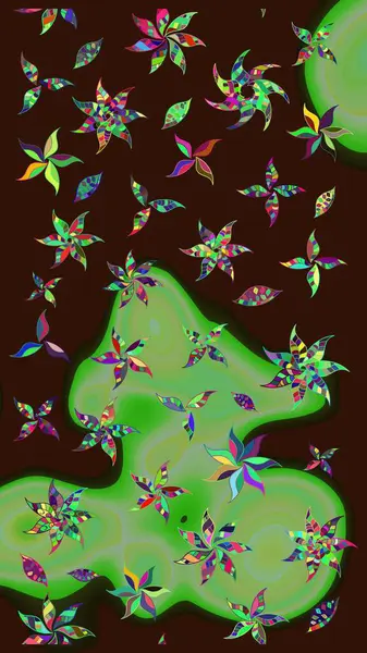 Kahverengi renkli bitkilerden oluşan parlak çiçekli çizim deseni.