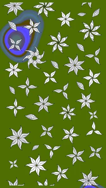 Yeşil renkli çiçekler. Raster illüstrasyonundaki çiçek desenli çizim. Renkli Bahar Teması eskiz kalıbı. Düz Çiçek Elementleri Tasarımı.