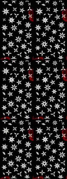 Küçük çiçekli yay deseni çiz. Raster illüstrasyonu. Suluboya tarzında siyah renkler üzerine.