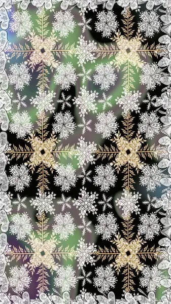 Çiçekli kusursuz retro desen. Düz Çiçek Elementleri Tasarımı. Renkli Yaz Temalı Kusursuz Arkaplan. Gri renkli çiçekler.