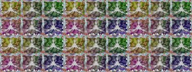 Renkli Yaz Temalı Kusursuz Arkaplan. Düz Çiçek Elementleri Tasarımı. Gri renkli çiçekler. Çiçekli pürüzsüz retro desen.