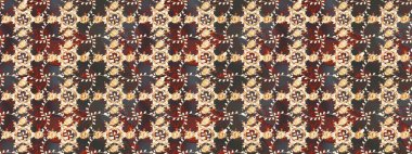 Küçük çiçekli kusursuz yay deseni. Kahverengi, gri ve bej renkleri suluboya tarzında. Raster illüstrasyonu.