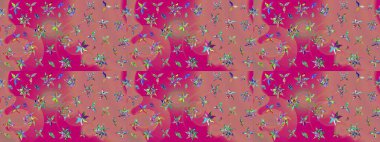 Soyut etnik raster çizim kalıbı. Kabile sanatı boho baskısı, klasik çiçek arkaplanı. Arkaplan dokusu, duvar kağıdı, pembe renkli çiçek teması.