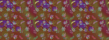 Basit bir kar tanesi. Kahverengi, mor ve yeşil renklerde şirin kar taneleri. Soyut duvar kâğıdı, ambalaj dekorasyonu. Kışın sembolü, mutlu noeller, mutlu yeni yıl kutlaması Raster illüstrasyonu..