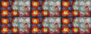 Kar tanelerinin soyut arkaplanlı Noel şablonu. Raster illüstrasyonu. Noel ve yeni yıl moda baskıları için tatil tasarımı. Gri, kahverengi ve nötr kar taneleri.