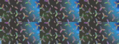 Raster sevimli kar taneleri renkli arka plan üzerinde. Raster resim. Raster kar taneleri desen.