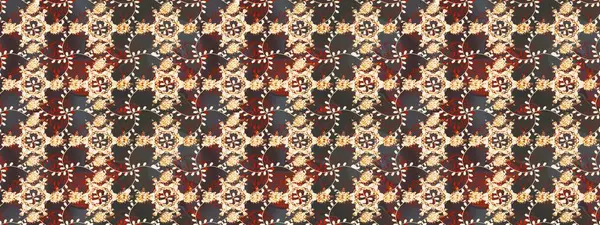 Küçük çiçekli kusursuz yay deseni. Kahverengi, gri ve bej renkleri suluboya tarzında. Raster illüstrasyonu.