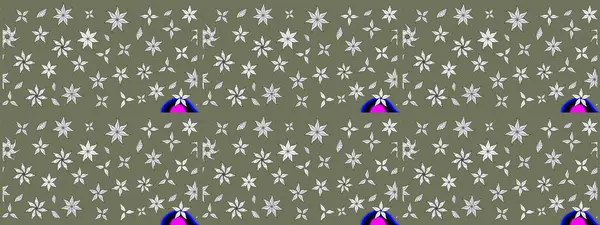 Küçük çiçekteki sevimli çiçek deseni. Raster deseni. Yumuşak, yeşil renkli yaz çiçekleri. Raster illüstrasyonu.