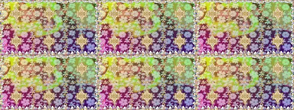 Kusursuz damaske klasik altın desen. Raster illüstrasyonu. Tarafsız renklerde altın rengi ve altın elementler üzerinde altın pürüzsüz desen. Tekrarlayan ögelerle soyut arkaplan Raster.