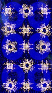 Kar taneleri arka planda. Kar tanesi süsleme deseni. Renkli arka planda izole edilmiş kar tanelerinin düz tasarımı. Raster illüstrasyonu. Kar taneleri deseni.