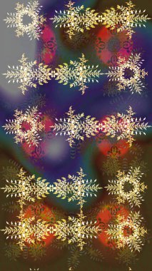 Kahverengi, mor ve kar taneli gri renkler. Renkli arka planda izole tatlı kar taneleri. Raster illüstrasyonu.