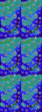 Parlak renkli çiçekleri ve mavi yaprakları olan harika bir çiçek deseni. Halk tarzı. Modern çiçek arkaplanı. Moda baskıları için zarif bir şablon.