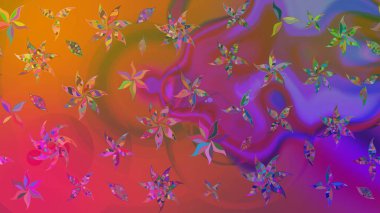 Düz Çiçek Elementleri Tasarımı. Renkli Bahar Teması eskiz kalıbı. Asya tekstil tarzında. Raster illüstrasyonu. Çiçek desenli çizim. Güzel kumaş deseni.