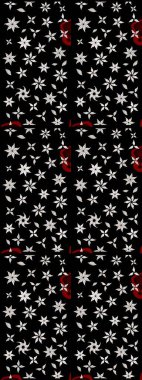 Küçük çiçekli yay deseni çiz. Raster illüstrasyonu. Suluboya tarzında siyah renkler üzerine.