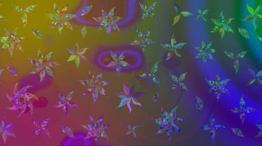 Raster resim. Çiçek desenli çiçek ve yaprakları ile. Sevimli küçük çiçek desenle.