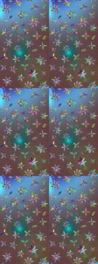 Moda arka planında parlak buketler. Eski usul küçük çiçekli şirin bir eskiz deseni. Raster illüstrasyonu. Kumaş, duvar kâğıdı ve kağıda yazdırmak için gelişen arkaplan.