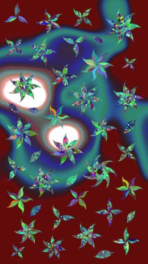 Çiçek. Taslak dekoratif arka plan, çiçek mandala. Kırmızı renklerde. Raster illüstrasyonu.