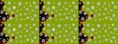 Yeşil el çizimi desen. Karalama çiçekleri çizim kalıbı. Raster deseni. Sanat, çiçek tarzına ilham verir ve arka plan bırakır.