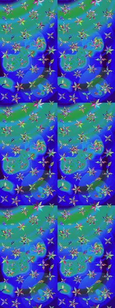 Parlak renkli çiçekleri ve mavi yaprakları olan harika bir çiçek deseni. Halk tarzı. Modern çiçek arkaplanı. Moda baskıları için zarif bir şablon.