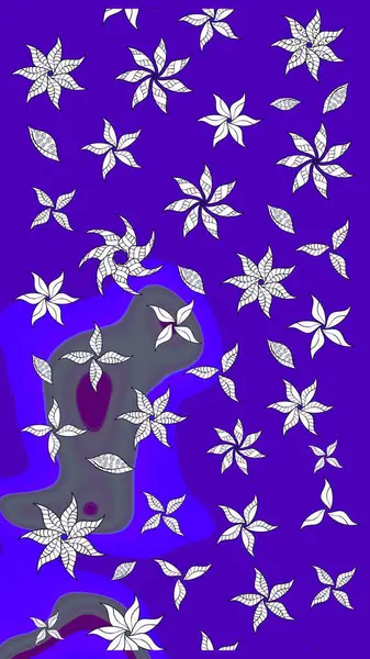 Mor renkli çiçekler. Raster illüstrasyonunda çiçek deseni çizimi.