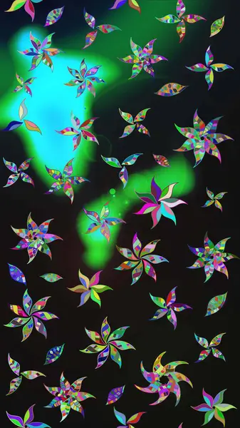 Raster deseni. Patlayan çiçekler soyut olarak yerleştirilmiş. Gri renklerde bahar çiçekleri. Raster illüstrasyonu.