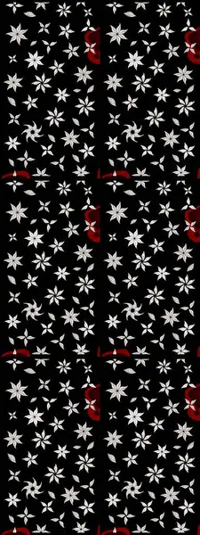 Küçük çiçekli yay deseni çiz. Raster illüstrasyonu. Suluboya tarzında siyah renkler üzerine.