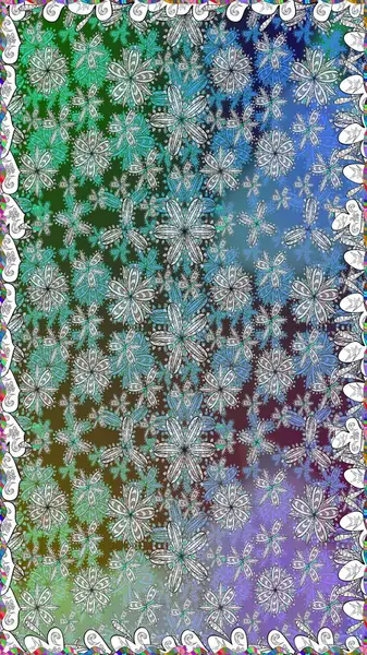 Çiçekli karalama şeklinde Raster çiçek deseni. Gri renkte yaz çiçekleri. Raster illüstrasyonu.