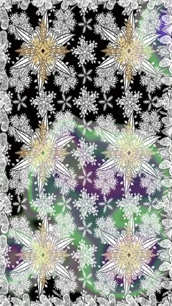 Raster illüstrasyonu. Suluboya, elle çizilmiş. Gri yapraklı yabani çiçekler. Kusursuz arkaplan deseni.