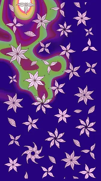 Modern çiçek arkaplanı. Parlak renkli çiçekleri ve mavi yaprakları olan harika bir çiçek deseni. Halk tarzı. Moda baskıları için zarif bir şablon.