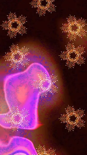 Kar tanesi kışı kahverengi, siyah ve mor renklerde izole edilir. Kutlamanın sembolü. Raster illüstrasyonu. Noel tasarımı için. Yeni yıl tabelası. Kahverengi, siyah ve mor simge silueti.