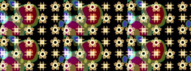 Raster illüstrasyonu. Siyah renklere karalamalı çiçek deseni çiz.