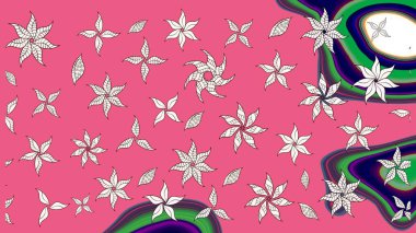 Modern, pembe raster arka plan duvar kağıdı çizimi, klasik çizgili desenli desenli çiçekler, çiçekli süsler. Çiçekli el çizimi çizimi deseni.