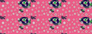 Pembe renklerde. Raster illüstrasyonu. Küçük çiçekteki sevimli çiçek deseni. Raster deseni. Soyut çiçek çizim kalıbı arkaplanı.