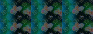 Suluboya resim taklit Raster çizimi. Yaz çiçekleri teması. Klasik çiçekler. Mavi, yeşil ve siyah renkler. El çizimi soyut süslü elementler.