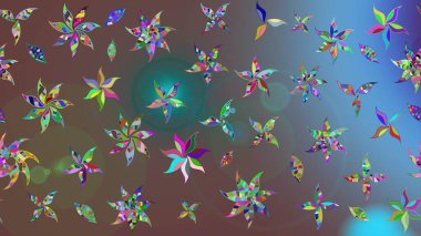 Raster düz çiçek çizim deseni. Kahverengi renkli çiçekler. Tasarım hediye paketi, tebrik kartları, posterler ve afiş tasarımı.