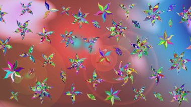 Çiçekler, dallar, bitkiler ve çiçekler. El çizimi. Güzel kumaş deseni. Raster illüstrasyonu.