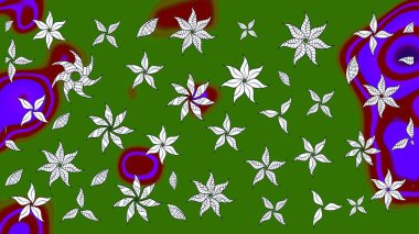 Küçük çiçekteki sevimli çiçek deseni. Yeşil renkli çiçekler. Raster illüstrasyonu.