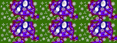 Desen, çizim, çiçek sınırı. Çiçek çelengi. Güzel, parlak, pürüzsüz kumaş, tuval. Kıvırcık, parlak örgü. Eski moda arka plan. Raster illüstrasyonu.