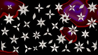 Siyah renkli çiçekler. Raster illüstrasyonunda çiçek deseni çizimi.