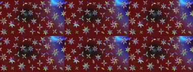 Raster deseni. Kibarca, kırmızı renkte yaz çiçekleri. Raster illüstrasyonu. Küçük çiçekte sevimli çiçek deseni var..