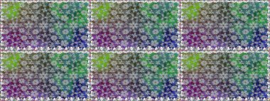 Şablon, pürüzsüz, çiçekli kenar. Kıvırcık, parlak örgü. Eski moda arka plan. Güzel, parlak, pürüzsüz kumaş, tuval. Raster illüstrasyonu. Çiçeklerin çelengi.