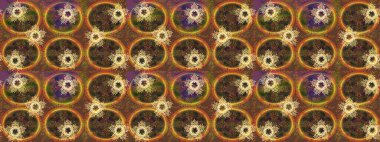 Kar tanesi süsü Raster illüstrasyonu. Kahverengi, turuncu ve sarı renkli kar tanesi süsü. Güzel süs eşyası. Kar taneleri izole edildi.