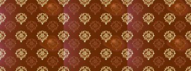 Barok tarzında altın çiçek süsü. Damask arkaplanı tekerrür ediyor. Kahverengi, bej ve sarı renklerde altın element. Antika altın tekrarlanabilir duvar kağıdı.