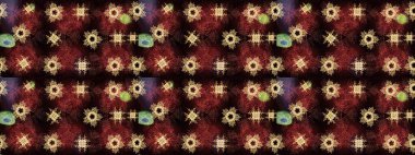 Süslü dekorasyon. Damask altın soyut çiçek deseni kahverengi, siyah ve kırmızı renkler üzerine. Raster illüstrasyonu.