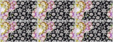 Gri renkli çiçekler. Hediye ambalaj kağıdı, tebrik kartları, posterler ve pankart tasarımı. Raster düz çiçekleri pürüzsüz desen.