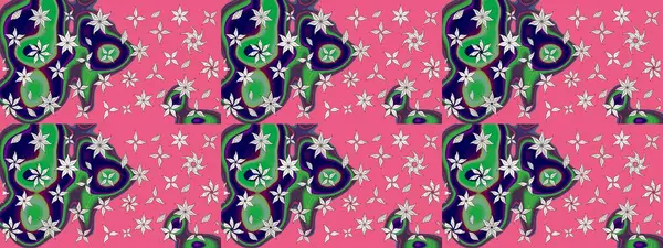 Raster düz çiçek çizim deseni. Hediye ambalaj kağıdı, tebrik kartları, posterler ve pankart tasarımı. Pembe renkte çiçekler.