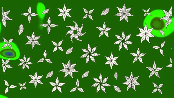 Raster illüstrasyonu. Güzel kumaş deseni. Yeşil renklerde. Raster illüstrasyonunda çiçek deseni çizimi.