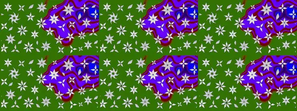 Yeşil renkli etnik çiçeklerle süslenmiş zarif bir eskiz şekli. Raster Çiçek İllüstrasyonu güzel tekstil..